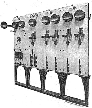 FIG. 13. � FRONT OF DIRECT CURRENT SWITCHBOARD.