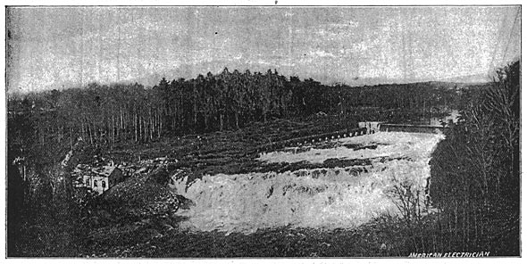 FIG. 6. � GENERAL VIEW OF DAM, FLUME AND POWER HOUSE.