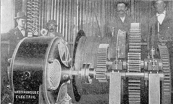 FIG. 12. - MOTOR AND GEARS OF ONE OF THE HOISTS.