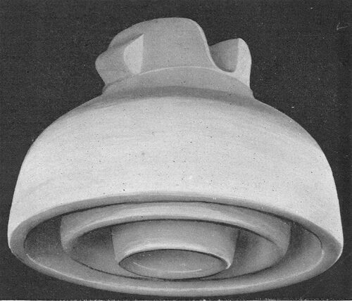 SPECIAL PORCELAIN \"DOUBLE-PETTICOATED INSULATOR FOR HIGH-TENSION TRANSMISSION LINES.