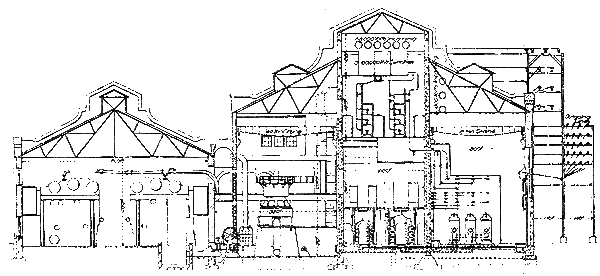 FIG. 40. - VERTICAL SECTION OF LOS ANGELES NO. 3 RECEIVING STATION.