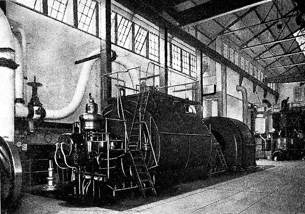 FIG. 42. - INTERIOR OF TURBINE ROOM OF LOS ANGELES NO. 3 STATION.