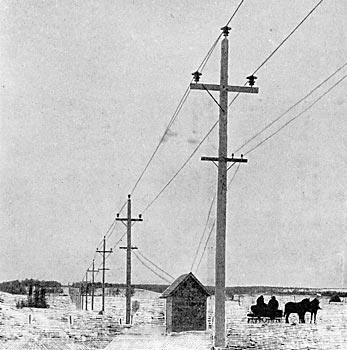 FIG. 1. - STRAIGHT LINE CONSTRUCTION AND TELEPHONE BOOTH.