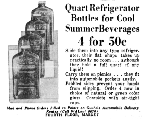 (Enlargement of Refrigerator Bottles shown above -- Not in Original Publication)