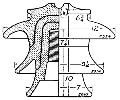 INSULATOR RATED AT 50,000 VOLTS.