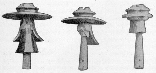 FIG. 1 - APPEARANCE OF THREE PIN INSULATORS AFTER A LIGHTNING STORM