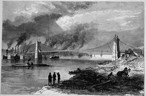 The New Suspension Bridge Over the Ohio River at Cincinnati, Ohio