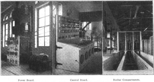 VIEWS IN WESTERN AVENUE SUB-STATION OF CHICAGO DRAINAGE CANAL POWER TRANSMISSION.