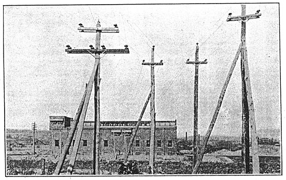FIG. 13. � WATERBURY SUB-STATION NO. 1, SHOWING INCOMING AND OUTGOING HIGH-TENSION TRANSMISSION LINES.