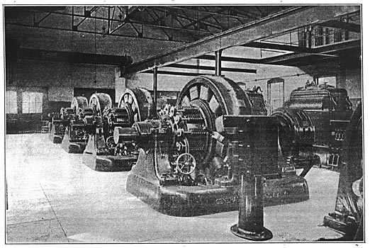 FIG. 10. � ROATARY CONVERTERS FROM DIRECT-CURRENT SIDE, WITH BOOSTER PEDESTAL SWITCH IN FOREGROUND.