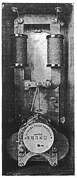FIG 4. � THE TIME-OVERLOAD METER./A clock run the disappearing-figure dial when its escapement is released by an overload upon the line.