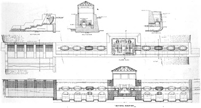 FIG. 5 PLAN AND SECTIONAL ELEVATIONS OF ELECTRIC POWER PLANT FOR THE OPERATION OF LEAD AND ZINC MIXES.