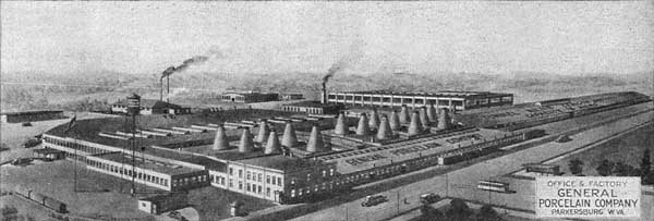 Charging end of kiln showing loaded cars.