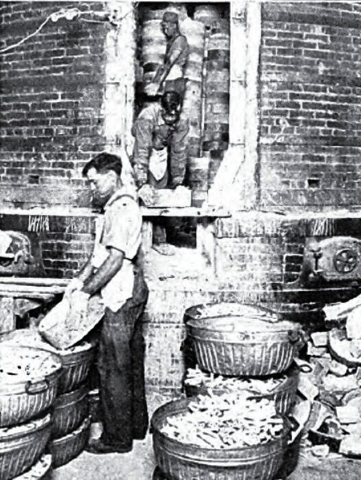 When the Kiln Is Drawn the Ware Is Dumped Into Baskets.