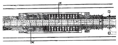 Plan View of Firing and Part of Cooling and Preheating Zones of Holcroft Lengersdorff Kiln.
