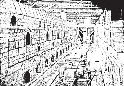 Photograph of Firing Zone of Holcroft-Lengerdorff Kiln Showing Location of Burner Holes.