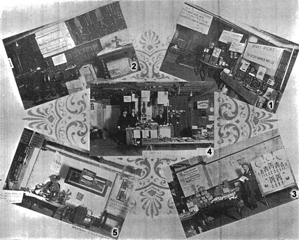 2. Interior Conduit & Insulation company./1. Sweet Electric & Manufacturing company. Cutter Electrical & Manufacturing company. Nutting arc lamp. Cutler-Hammer Manufacturing company./4. Carpenter Enamel Rheostat company, Wagner Electric Manufacturing company. Helios arc lamp (Central Electric company). Solar Arc Lamp company. McCreary electric specialties./5. Holtzer-Cabot Electric company. Walker Manufacturing company. Michigan Electric company. Multiphase Switch company./3. Morris & MacCurdy (Phoenix paint). Vulcan torch exhibit. Electric Engineering & Supply company of Syracuse, N. Y.//CONVENTION EXHIBITS.