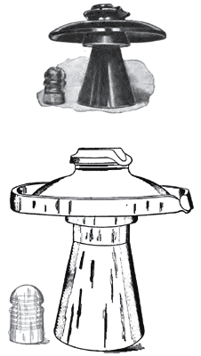FIG. 33.  Umbrella and Pin Shield Insulators.