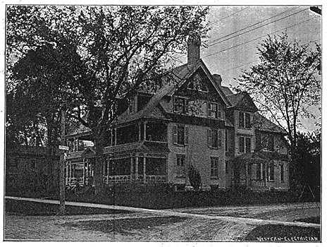 FIG. 1. DEATH OF FRANKLIN LEONARD POPE. � NORTH VIEW OF RESIDENCE SHOWING WIRES ENTERING HOUSE.
