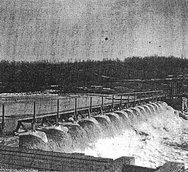 FIG. 2. POWER TRANSMISSION FROM LOWELL TO GRAND RAPIDS, MICH. � DAM IN THE FLAT RIVER AT LOWELL.