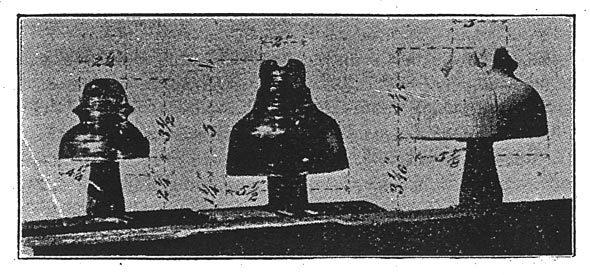 FIG. 5. HIGH-VOLTAGE POWER TRANSMISSION. � INSULATORS USED IN HIGH-TENSION TESTS AT TELLURIDE.