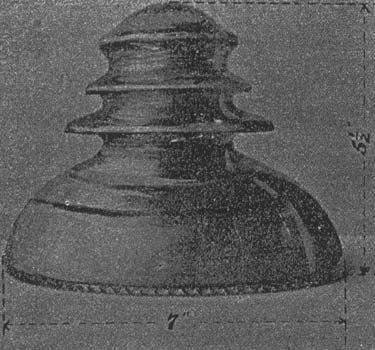 FIG. 16. HIGH-VOLTAGE POWER TRANSMISSION � INSULATOR USED AT PROVO FOR 40,000 VOLTS.
