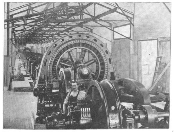 FIG. 4. CHICAGO-JOLIET ELECTRIC RAILWAY. � INTERIOR OF JOLIET POWER HOUSE SHOWING ALTERNATORS AND EXCITERS.