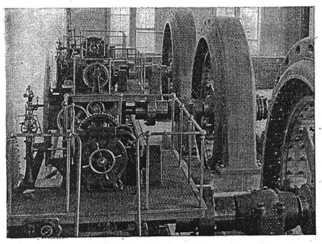 FIG. 7. � VIEW OF GENERATOR AND WATER WHEEL GOVERNOR.