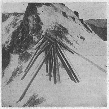 FIG. 3. WORK OF THE TELLURIDE POWER COMPANY. � SUPPORTS AND STRAIN INSULATORS AT CAMP BIRD DIVIDE.