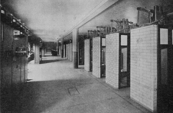 FIG. 11. OIL SWITCHES FOR FIRST FOUR UNITS IN SWITCH HOUSE AT FISK STREET STATION.