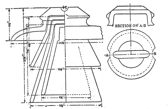 FIG. 1. LATEST TYPE OF FOUR-PART INSULATOR.