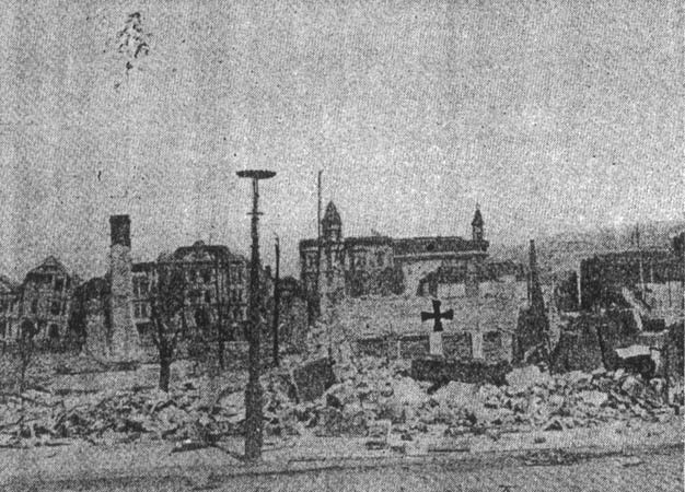 Cross shows ruins of Old Mission Office. Total Wreck from Earthquake and Fire./PILE OF DEBRIS THAT WAS ONCE A SAN FRANCISCO TELEPHONE EXCHANGE.