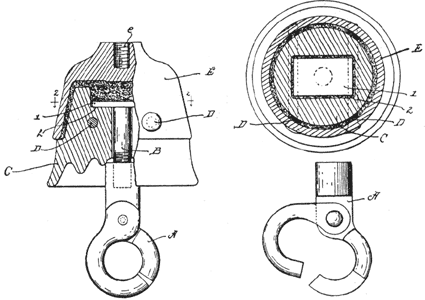 FIGS. 13 AND 14. � ARC LAMP HANGER.