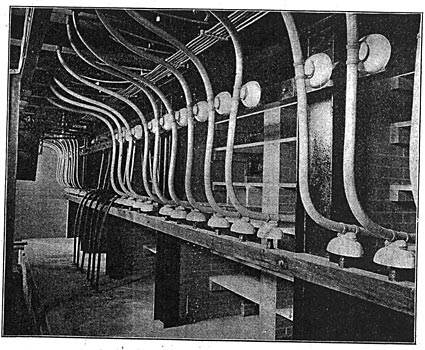 FIG. 8. � REAR OF SECONDARY SWITCHBOARD SHOWING CABLE CONNECTIONS.