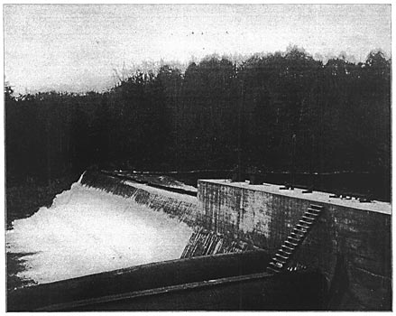 FIG. 7. � VIEW OF DAM FROM FOREBAY END.