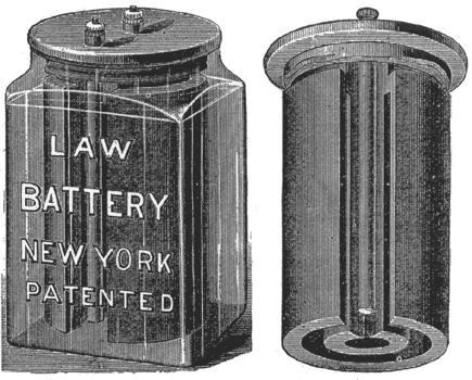 FIGS. 1 AND 2. � THE IMPROVED LAW BATTERY.